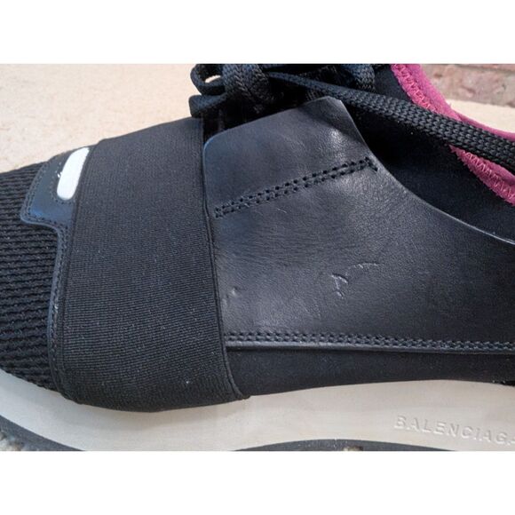 Balenciaga Shoes Women EU 39 US 8.5 Black Pink Race Runner Sneaker Made in Italy - Picture 4 of 12